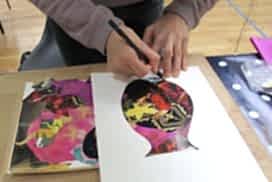 student working on art student working on art