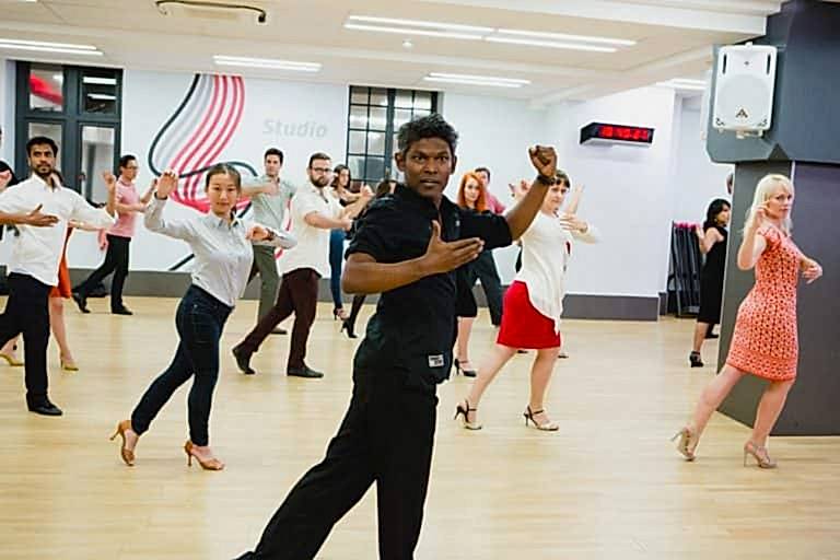 Winston teaching a City Academy Tango Class teaching tango dance