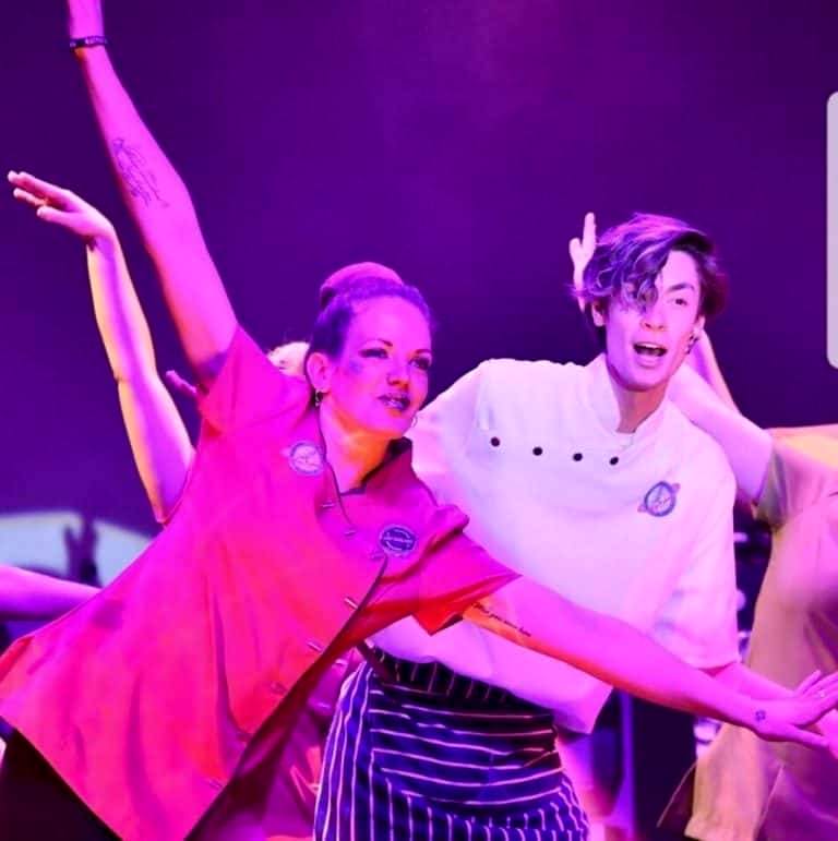 Nathan (right) performing in a Musical Theatre show jo reyes bursary